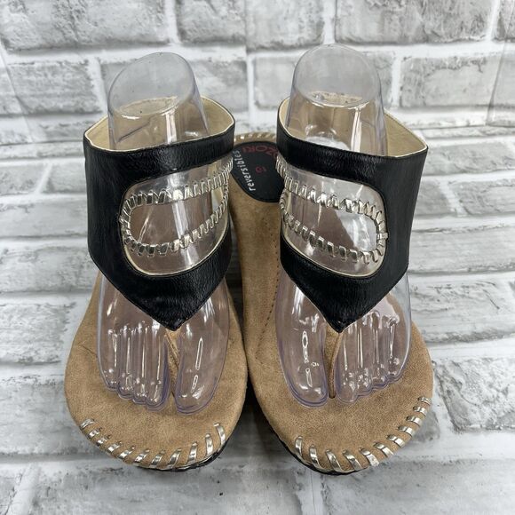 Modzori Reversible Tita 4 Women's Size 10 Black and Silver Wedge 2 in 1 Sandals - Picture 5 of 14